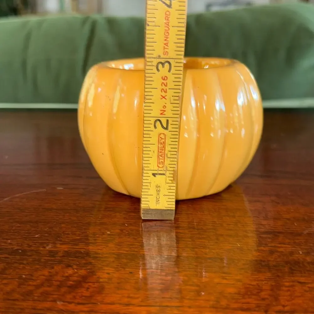 Small Pale Orange Unused Pumpkin Candle‎ Extremely Light Scent